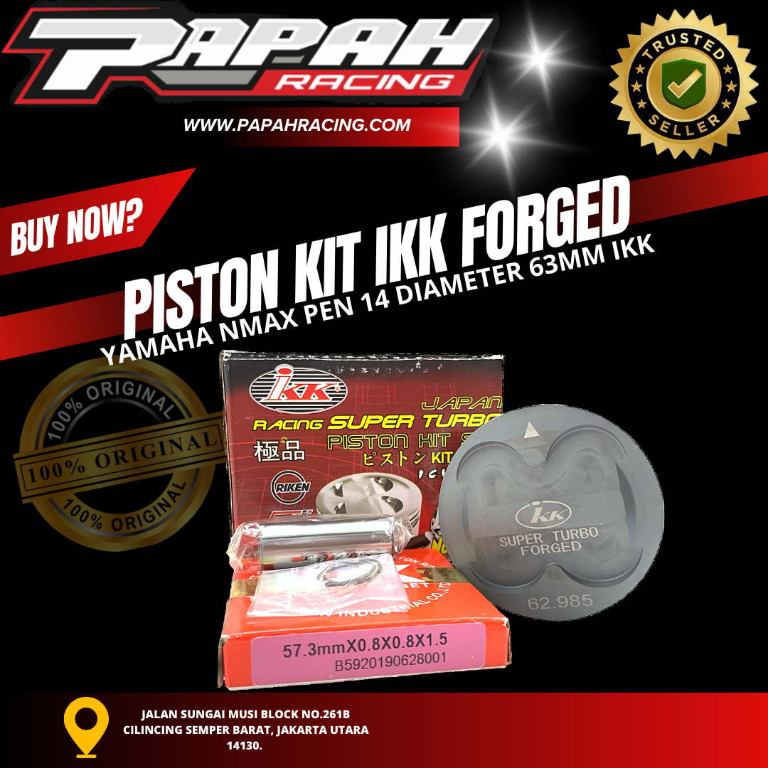 PISTON KIT IKK FORGED YAMAHA NMAX PEN 14 DIAMETER 63MM IKK